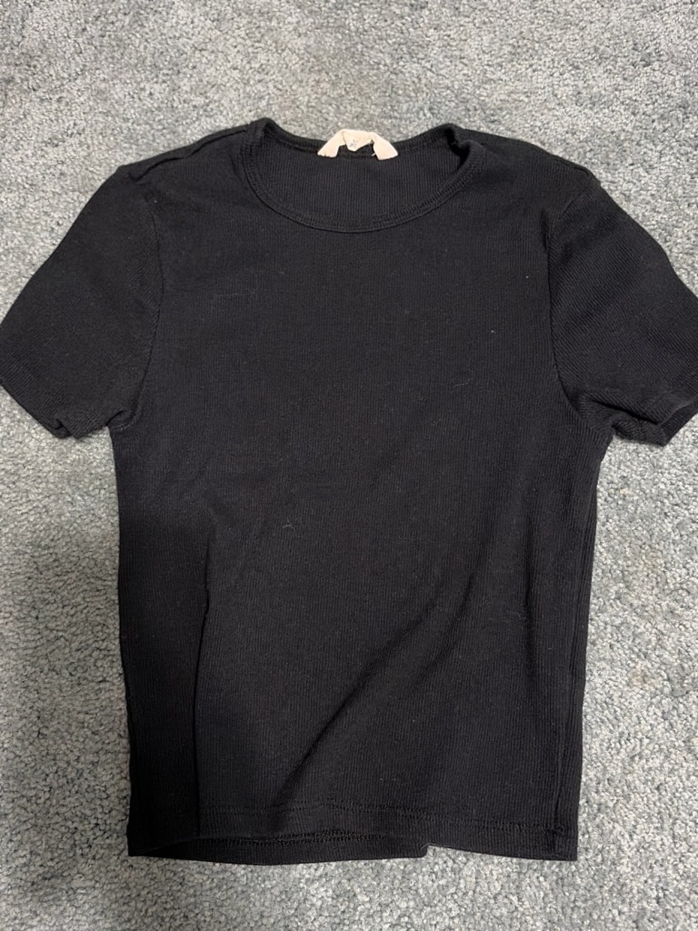 Black Crew Neck Short Sleeve crop top